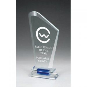 Optical Crystal Award with Blue/Clear Base