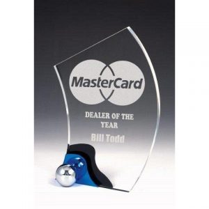 Acrylic Trophy with Blue & Black Theme & Chrome Trim