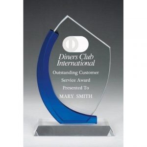 Crystal Trophy with Blue Side Trim