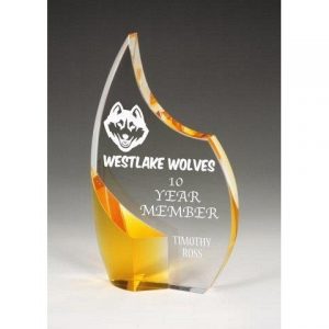 Optical Crystal Award with Yellow Trim