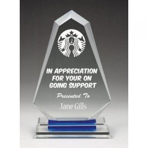 Optical Crystal Award with Blue/Clear Base
