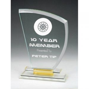 Optical Crystal Award on Yellow/Clear Base