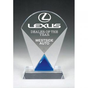 Optical Crystal Award with Blue Triangle
