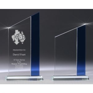 Clear Glass Awards with Blue Trim