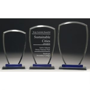 Glass Clear/Blue Shield Trophy